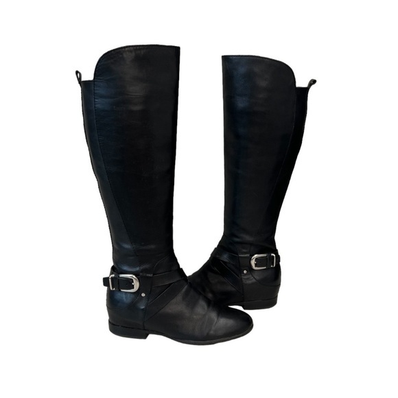 Belle by Sigerson Morrison Jamie Black Leather OTK Boots Size 9 - Picture 1 of 12